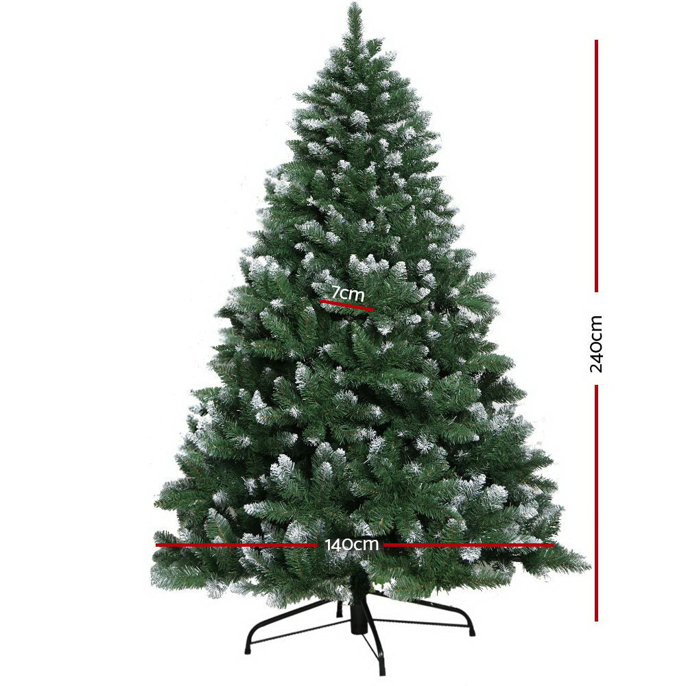 Jingle Jollys 2.4M 8FT Christmas Tree Xmas Decorations Snow Home Decor 1400 Tips Bonus Bag