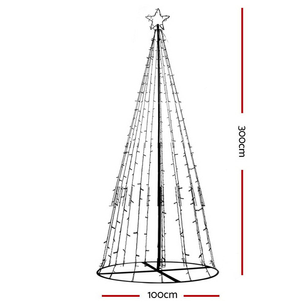 Jingle Jollys 3M LED Christmas Tree Lights Xmas Fibre Optic Multi Colour Pre Lit Bonus Bag