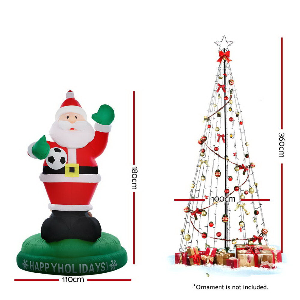 Jingle Jollys 3.6M LED Christmas Tree Inflatable Set Lights Xmas Fibre Optic Decor