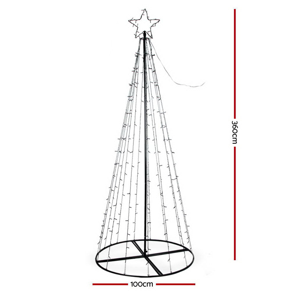 Jingle Jollys 3.6M LED Christmas Tree Lights Xmas Fibre Optic Decor Warm White Bonus Bag
