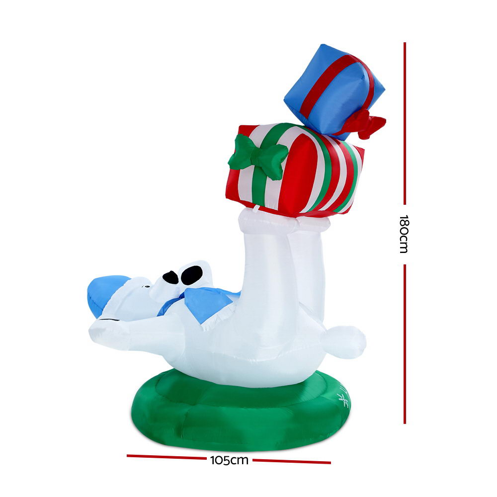 Jingle Jollys 1.8m Christmas Inflatable Polar Bear Lights Decoration Airblown