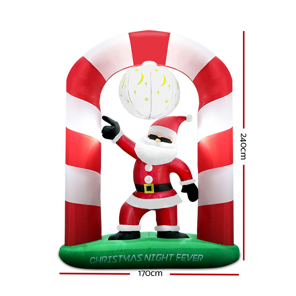 Jingle Jollys 2.4m Christmas Inflatable Disco Santa Lights Xmas Decoratopm