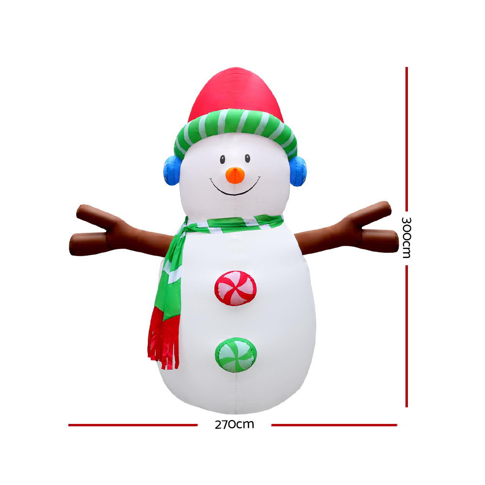 Jingle Jollys Inflatable Christmas Snowman Lights LED Xmas Decoration Outdoor 3M