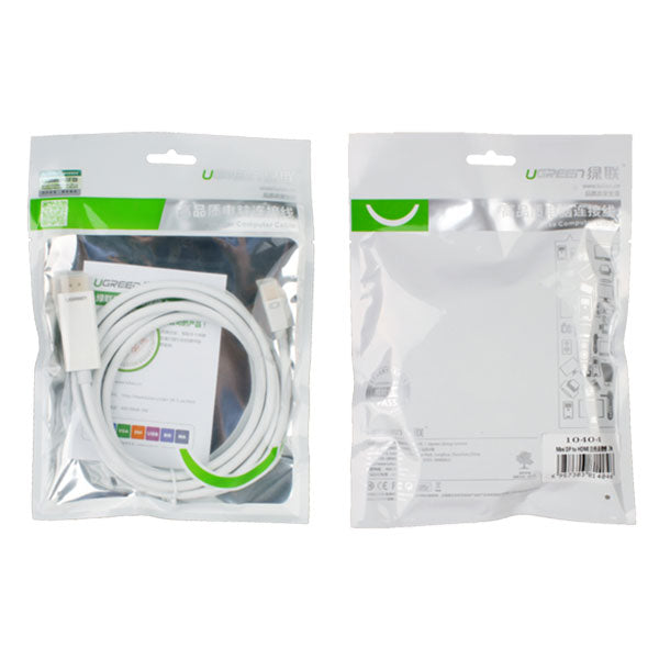 UGREEN MINI DISPLAY MALE TO HDMI CABLE -WHITE 1.5M (10449)