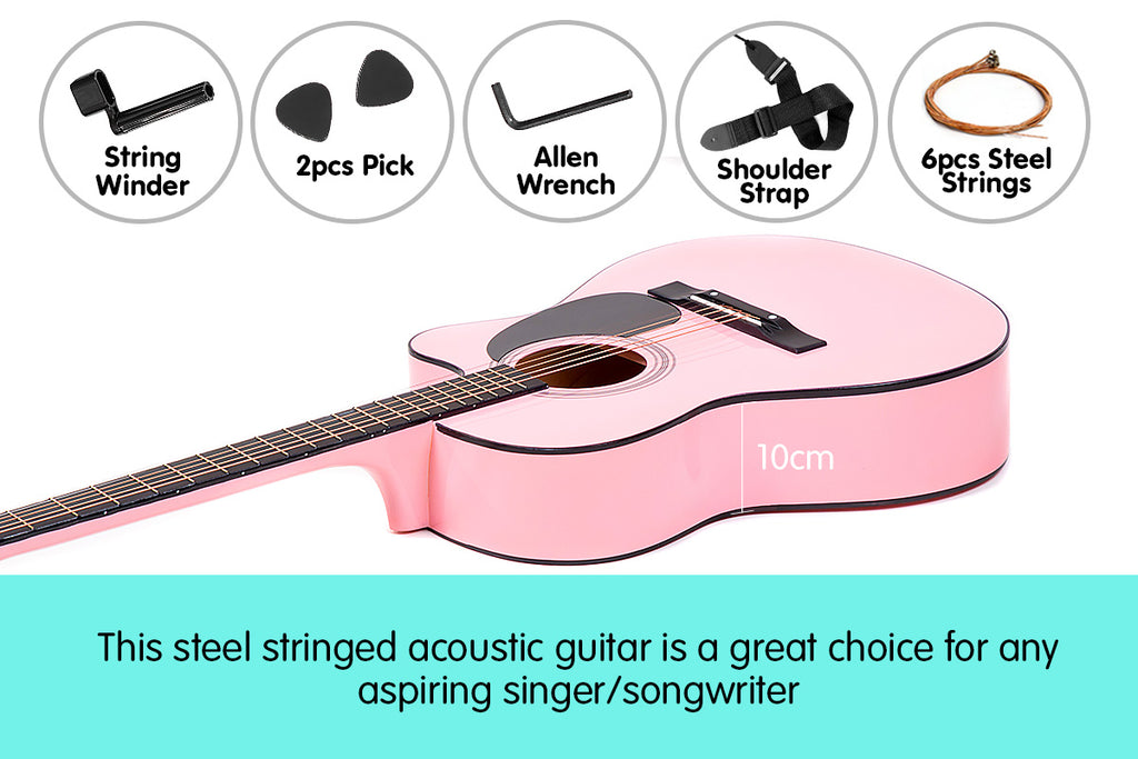 Karrera Acoustic Cutaway 40in Guitar - Pink
