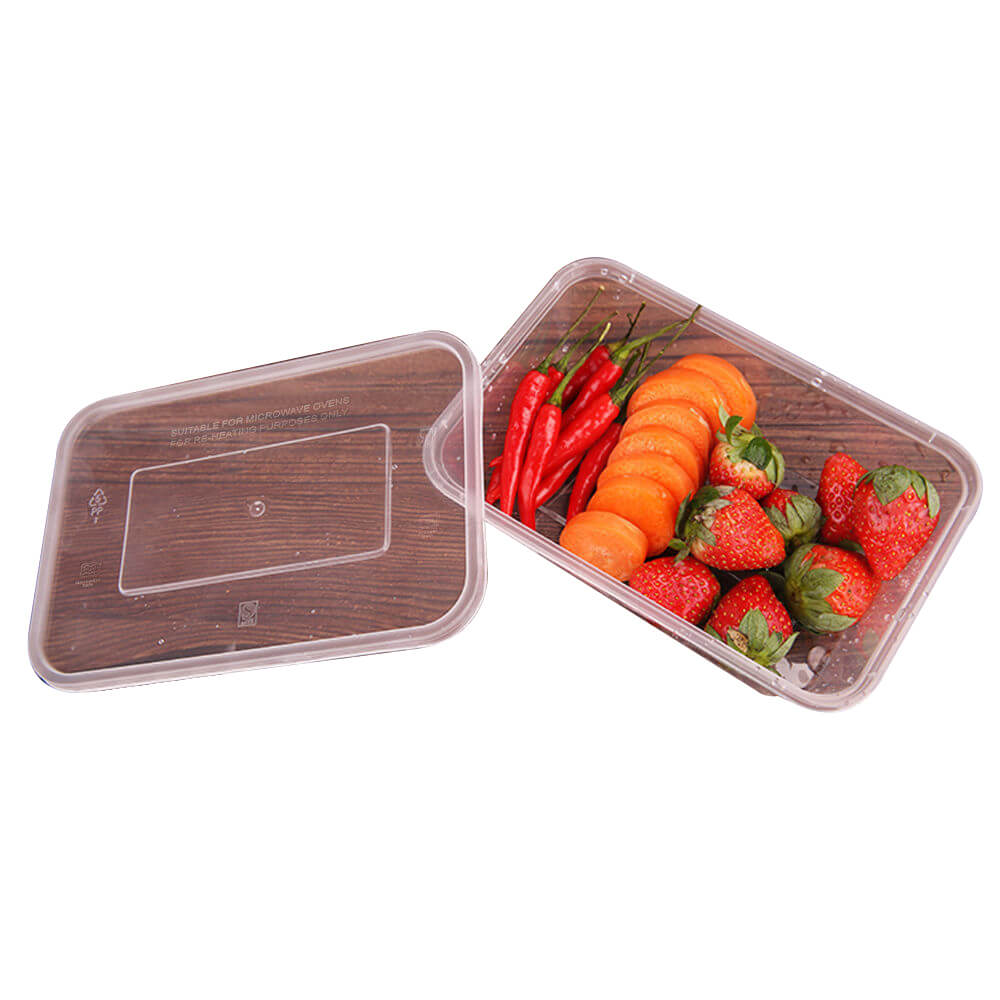 100 Pcs 500ml Take Away Food Platstic Containers Boxes Base and Lids Bulk Pack