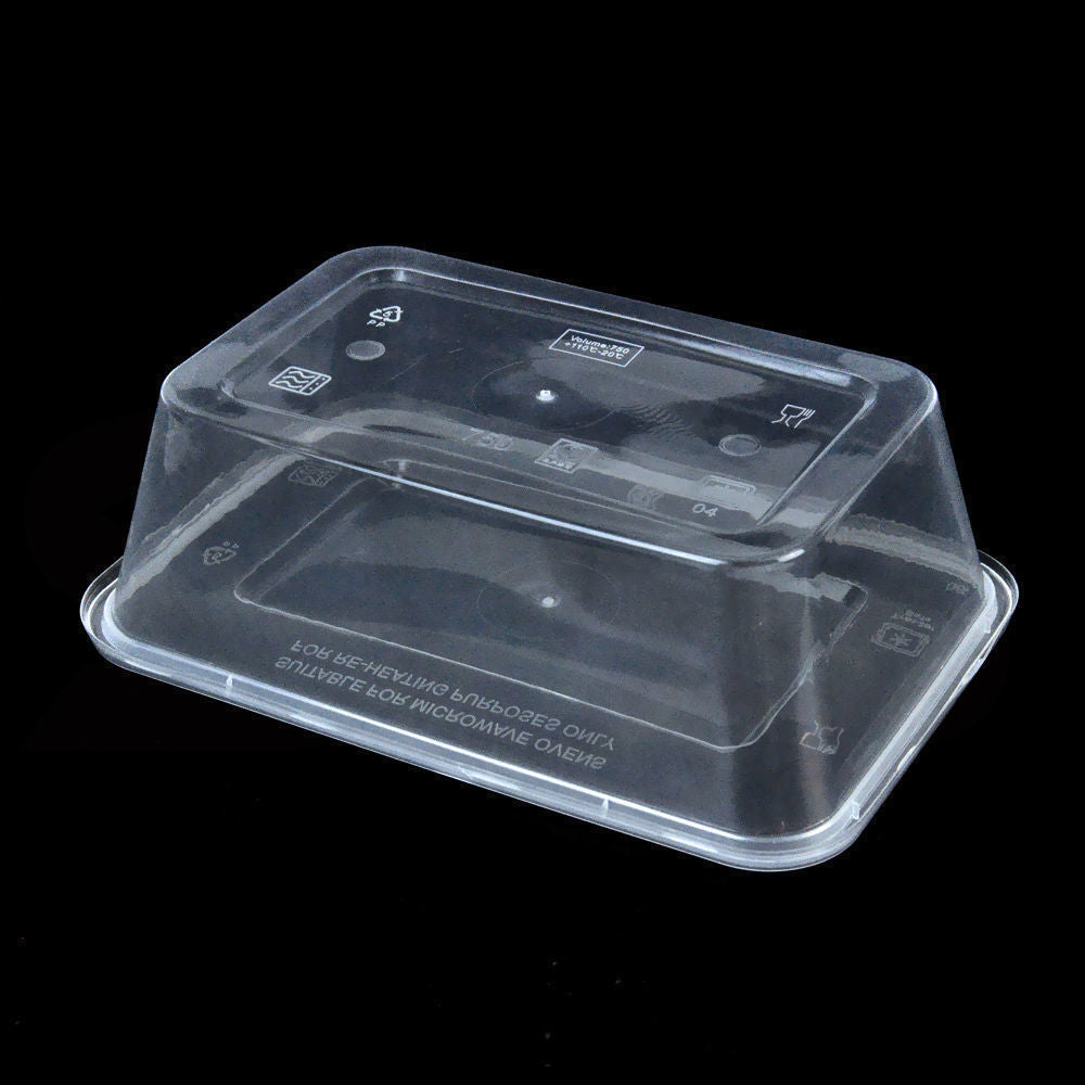 500 Pcs 650ml Take Away Food Platstic Containers Boxes Base and Lids Bulk Pack