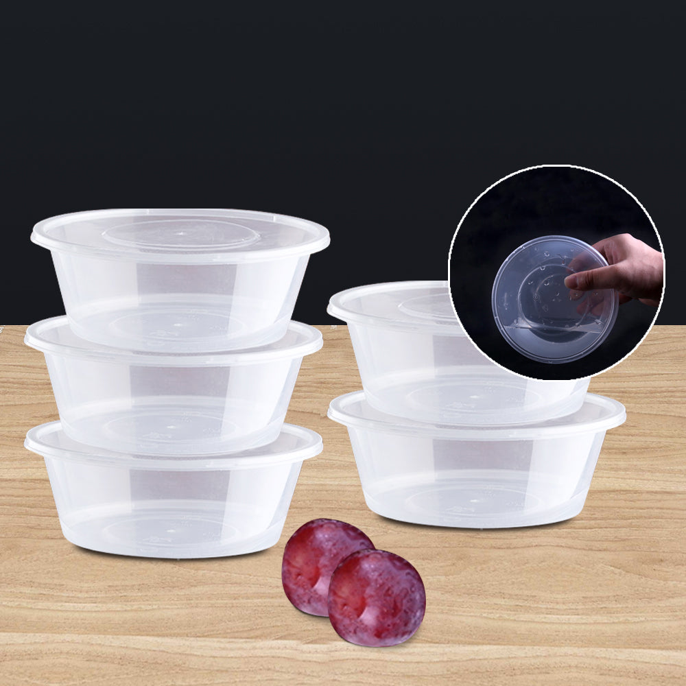 500 Pcs 300ml Take Away Food Platstic Containers Boxes Base and Lids Bulk Pack