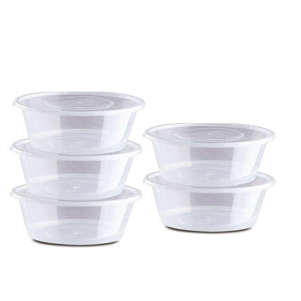 100 Pcs 300ml Take Away Food Platstic Containers Boxes Base and Lids Bulk Pack