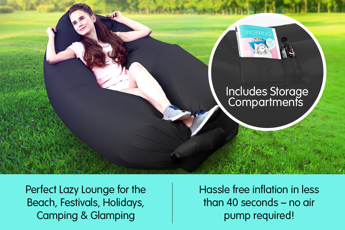 Wallaroo Inflatable Air Bed Lounge Sofa - Black