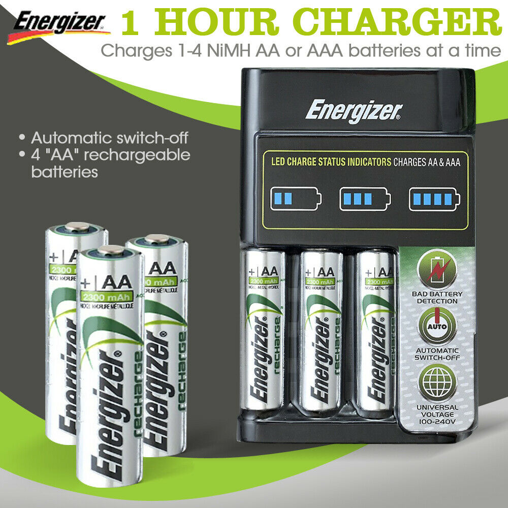 Energizer Recharge Battery Charger Plus 4 AA Battery Pack Set Great Value