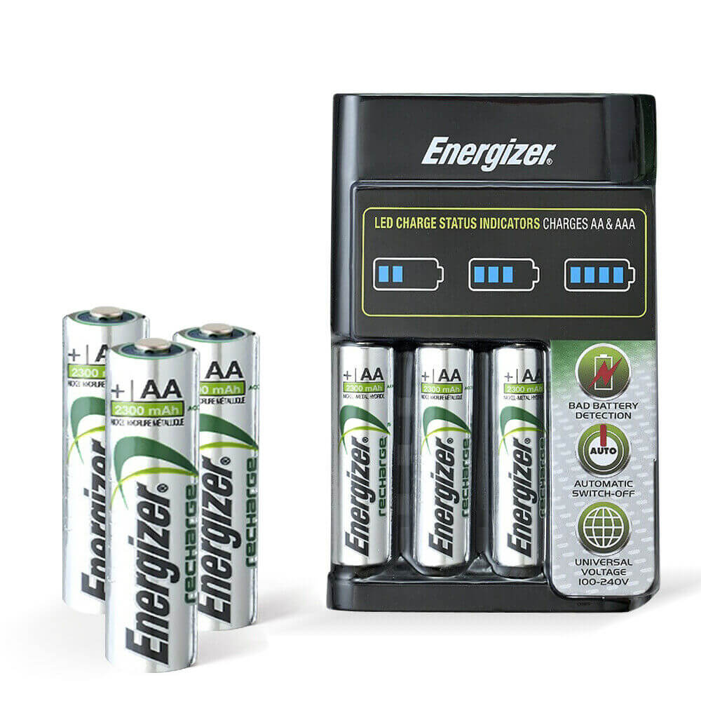 Energizer Recharge Battery Charger Plus 4 AA Battery Pack Set Great Value