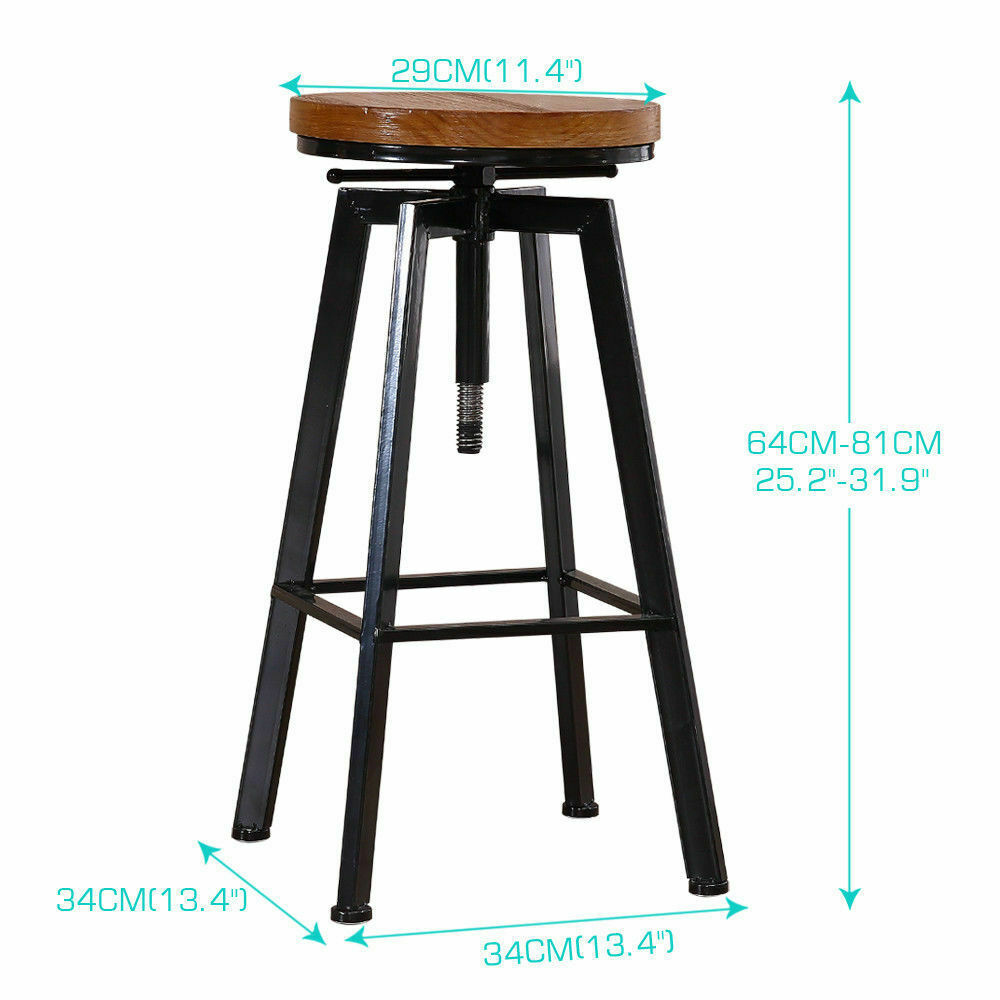 Levede 3pc Industrial Pub Table Bar Stools Wood Chair Set Home Kitchen Furniture