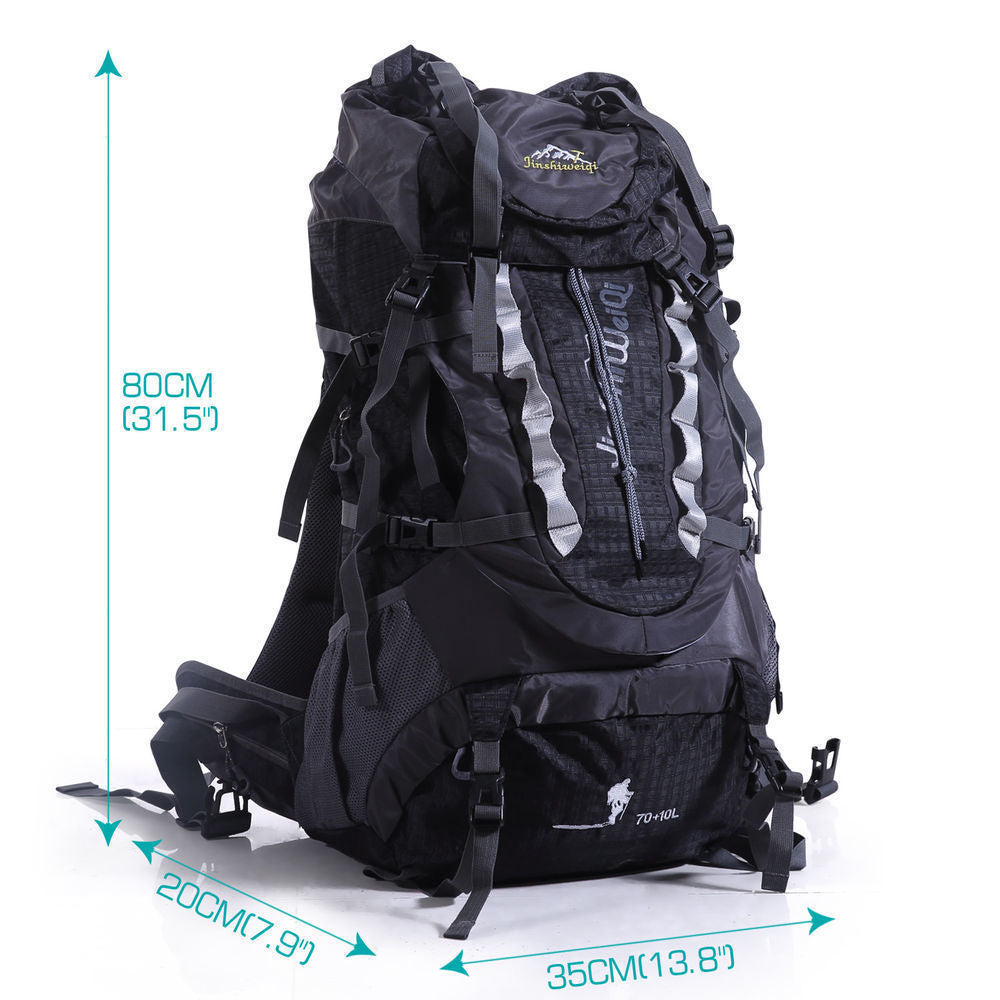 Large 80L Camping Hiking Backpack Rucksack Bag Luggage Waterproof Outdoor Travel