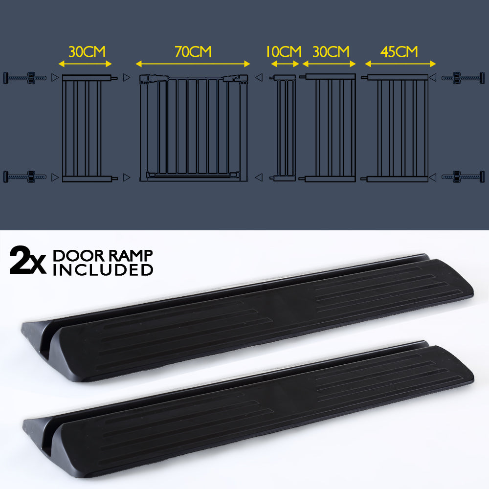 70-187cm Adjustable Wide Baby Kids Pet Safety Security Gate Stair Barrier Doors