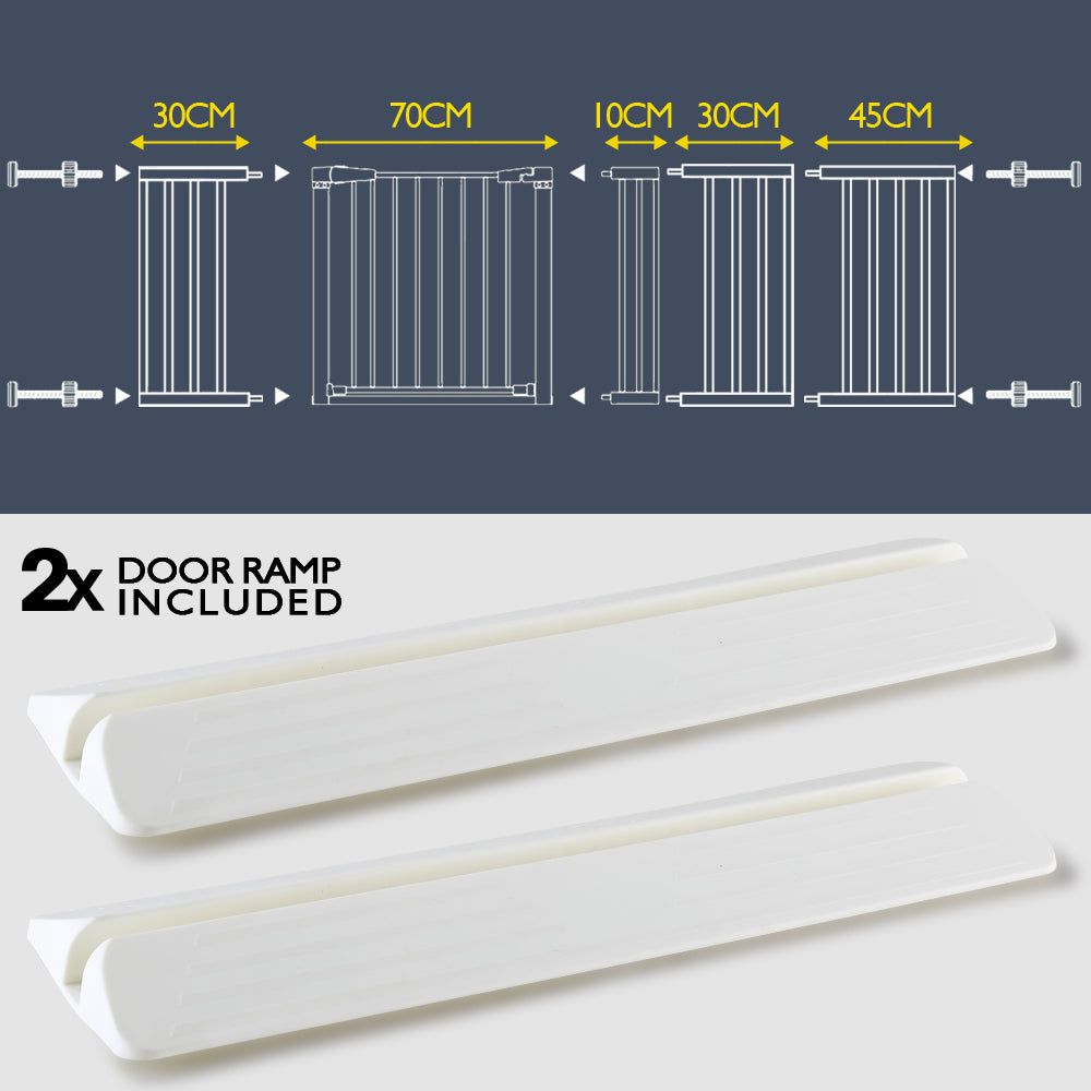 70-142cm Adjustable Wide Baby Kids Pet Safety Security Gate Stair Barrier Doors