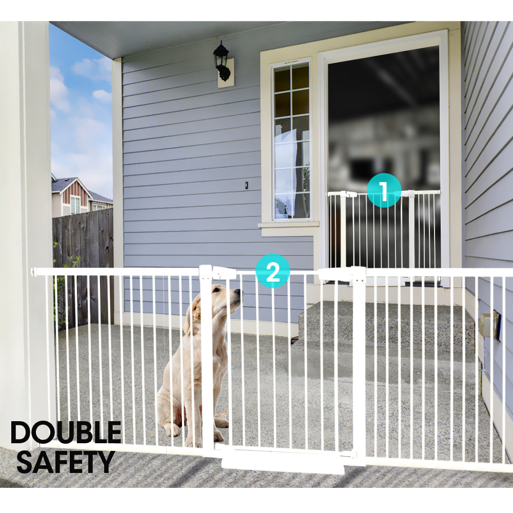 70-187cm Baby Kids Pet Safety Security Gate Wide Adjustable Stair Barrier Door