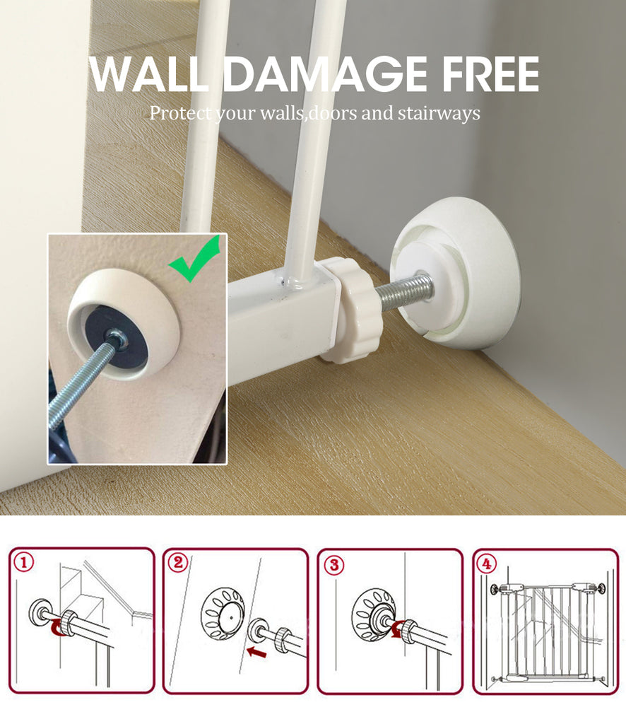 70-142cm Adjustable Wide Baby Kids Pet Safety Security Gate Stair Barrier Doors
