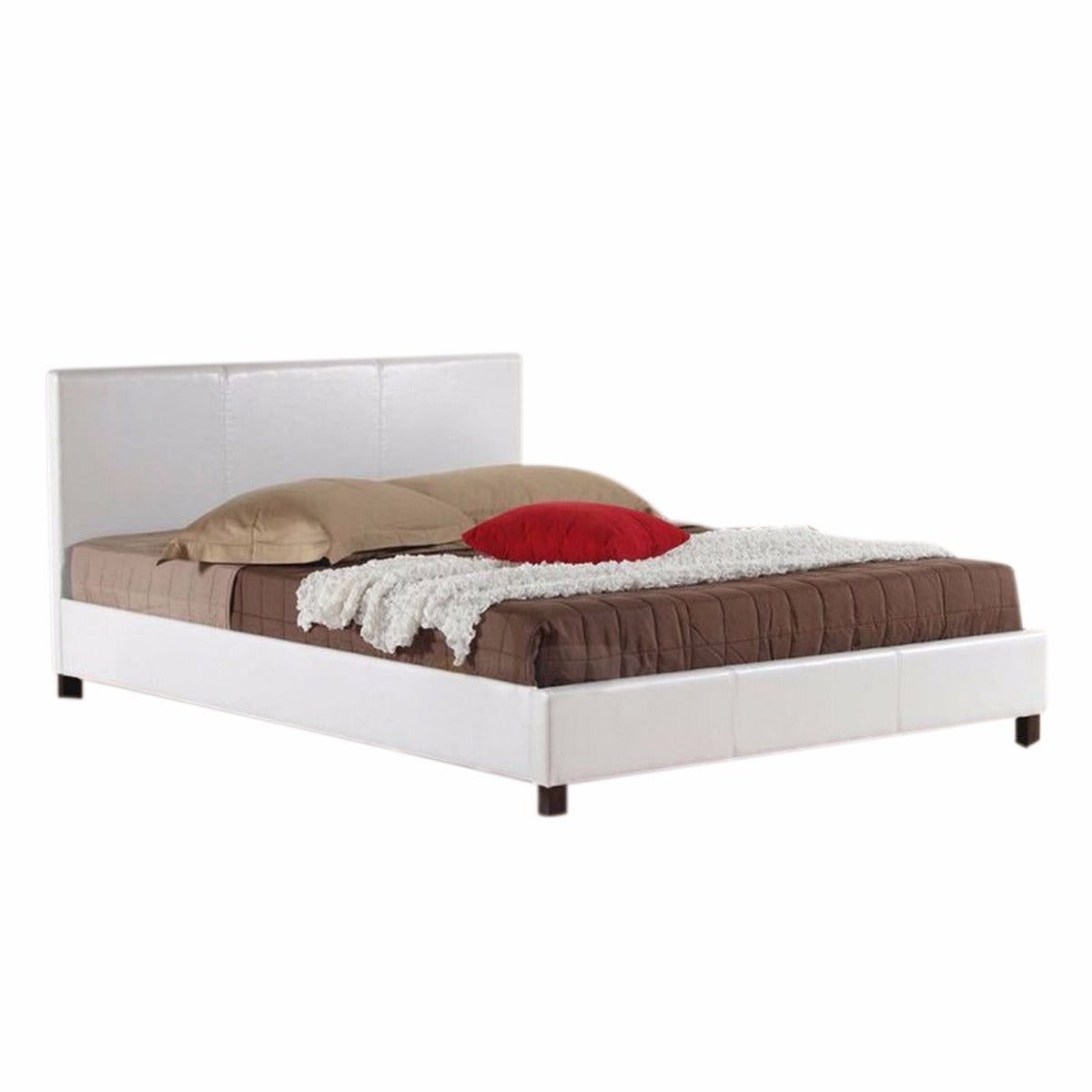 Mondeo PU Leather Queen White Bed