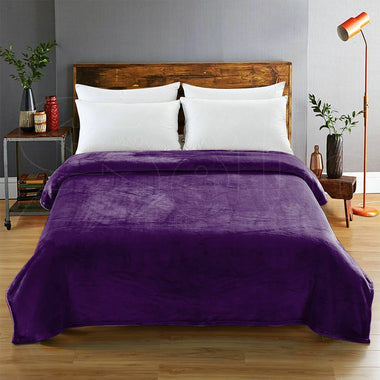DreamZ 320GSM 220x240cm Ultra Soft Mink Blanket Warm Throw in Aubergine Colour-Online Store Australia