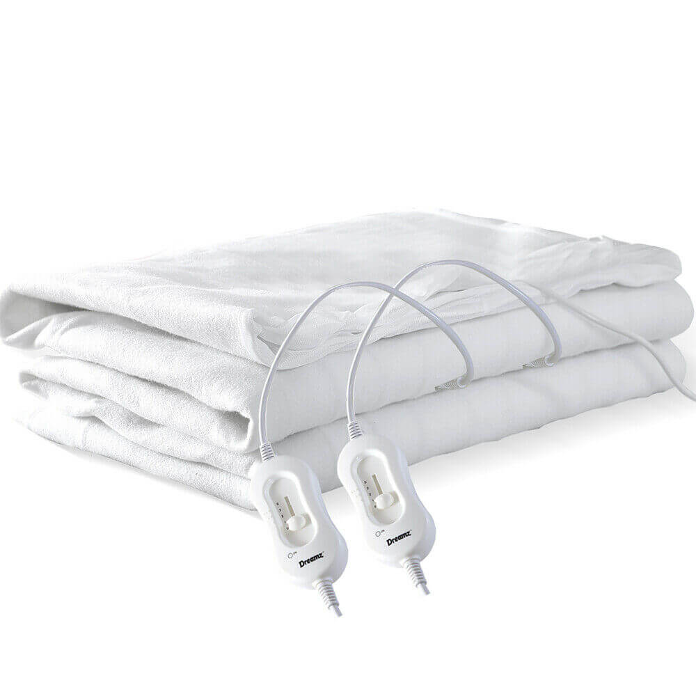 2x DreamZ 450 GSM Polyster Electric Blanket Heat Warm Winter Fitted King Size