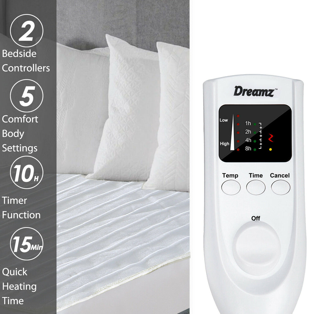 DreamZ 450 GSM Polyster Electric Blanket Heated Warm Winter Fitted King Size