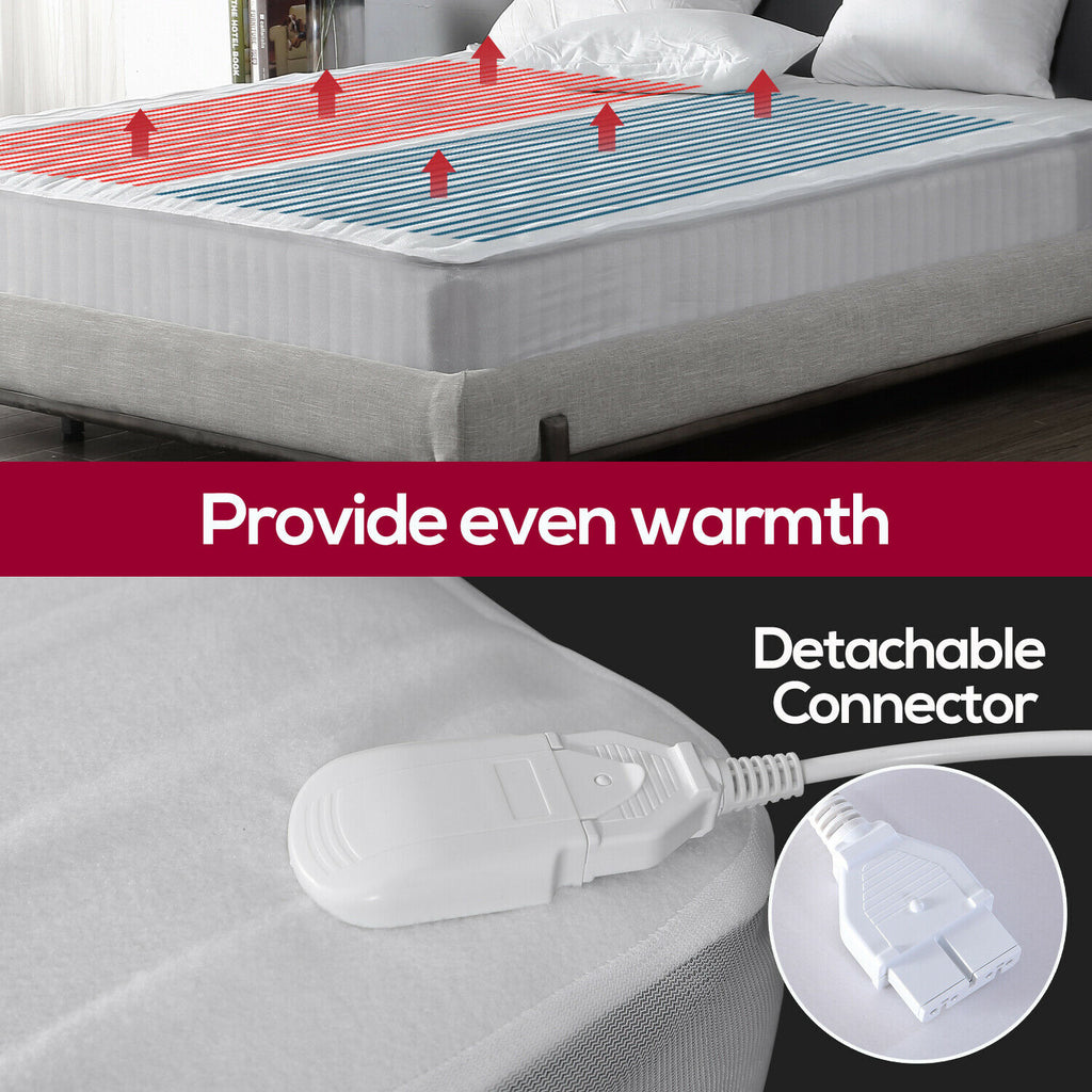 2x DreamZ 450 GSM Polyster Electric Blanket Heat Warm Winter Fitted King Size