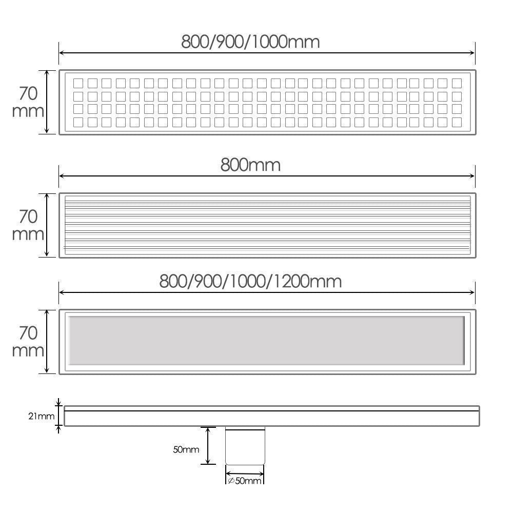 800MM Stainless Steel Tile Insert Bathroom Shower Grate Drain Floor Linear