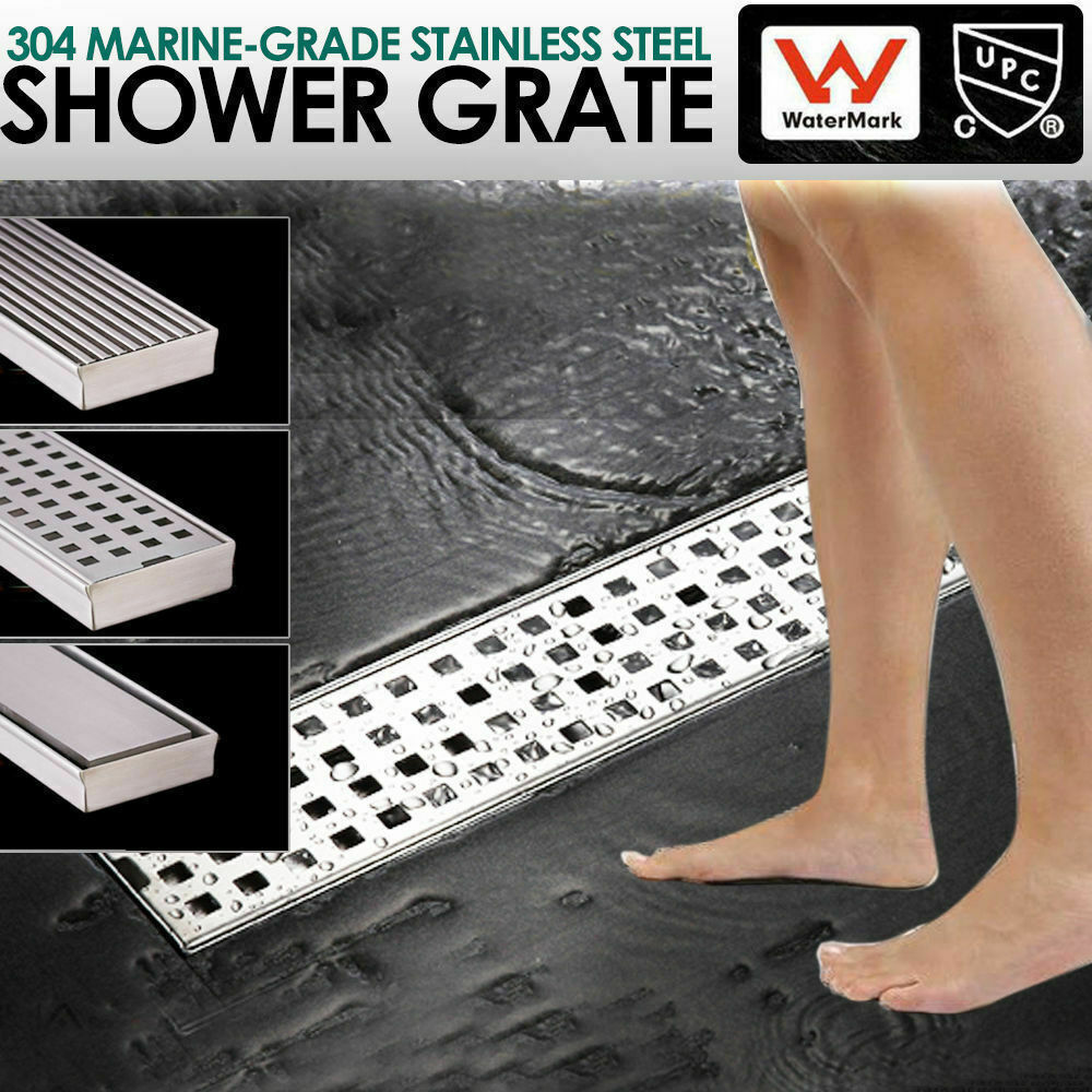 800MM Stainless Steel Tile Insert Bathroom Shower Grate Drain Floor Linear