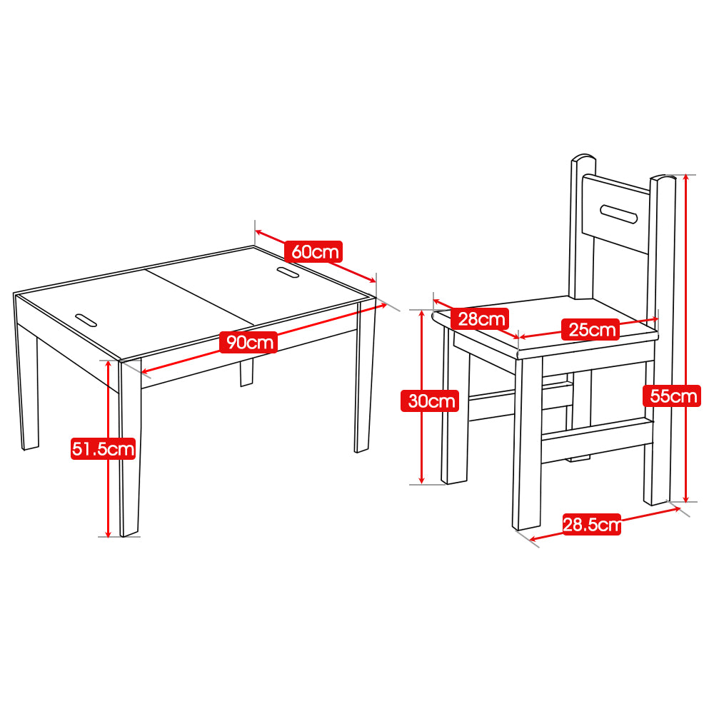 Levede Kids Table and Chairs Set Study Activity Chalkboard Children Furniture