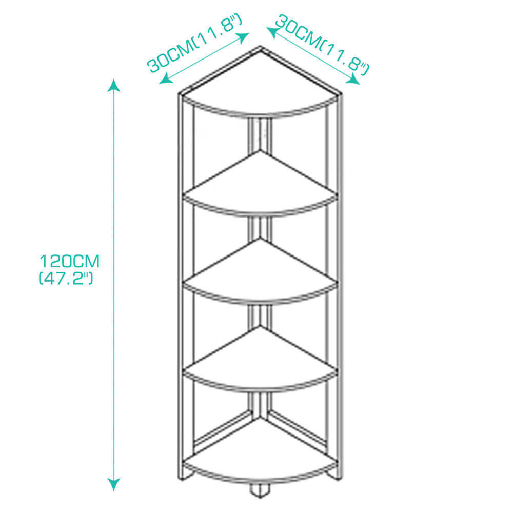 Levede 5 Tier Corner Bookshelf Storage Cabinet Bookcase Rack Organizer Display