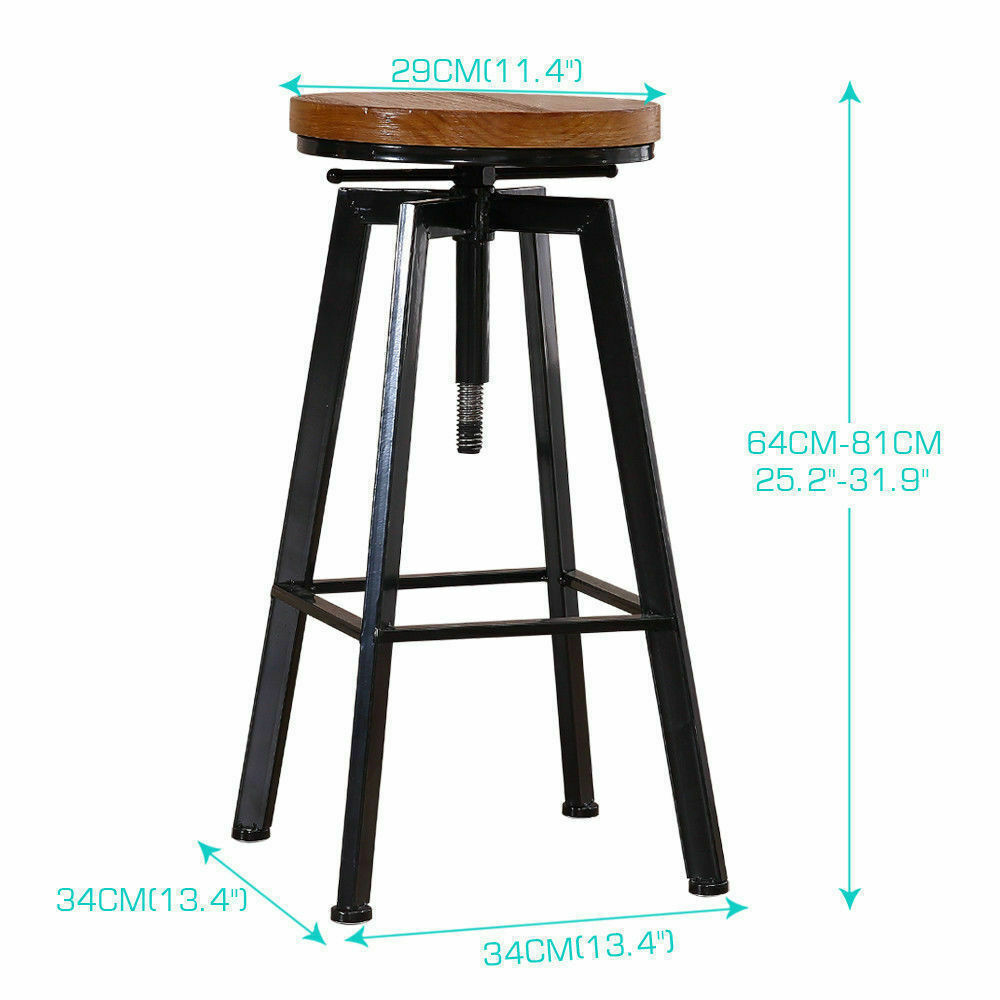 2x Levede Industrial Bar Stools Kitchen Stool Wooden Barstools Swivel Chiars