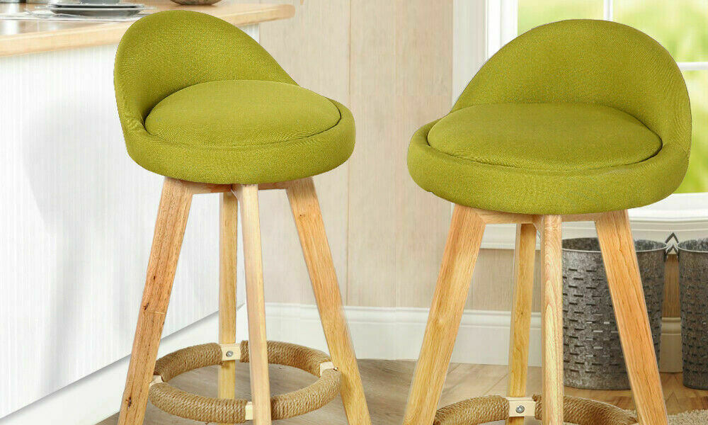 4x Levede Fabric Swivel Bar Stool Kitchen Stool Dining Chair Barstools Green