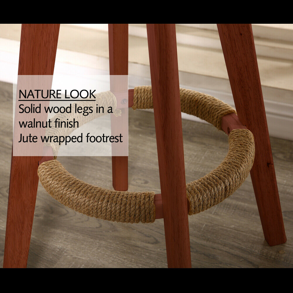 2x Levede Fabric Swivel Bar Stool Kitchen Stool Dining Chair Barstools Brown