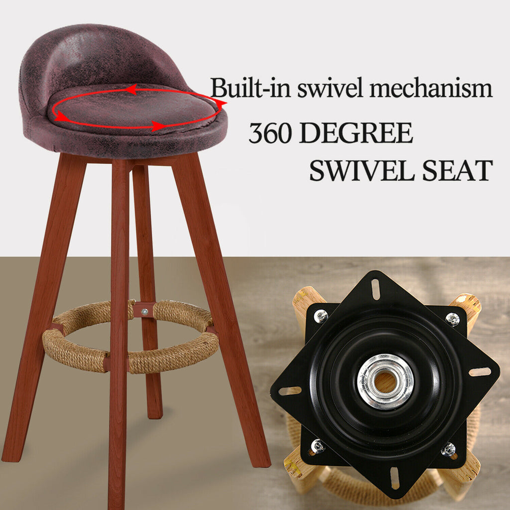 2x Levede Fabric Swivel Bar Stool Kitchen Stool Dining Chair Barstools Brown