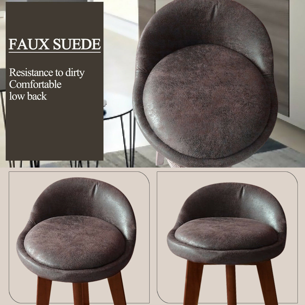 2x Levede Fabric Swivel Bar Stool Kitchen Stool Dining Chair Barstools Brown
