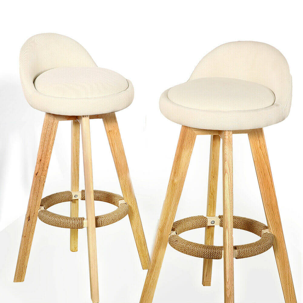 4x Levede Leather Swivel Bar Stool Kitchen Stool Dining Chair Barstools Cream