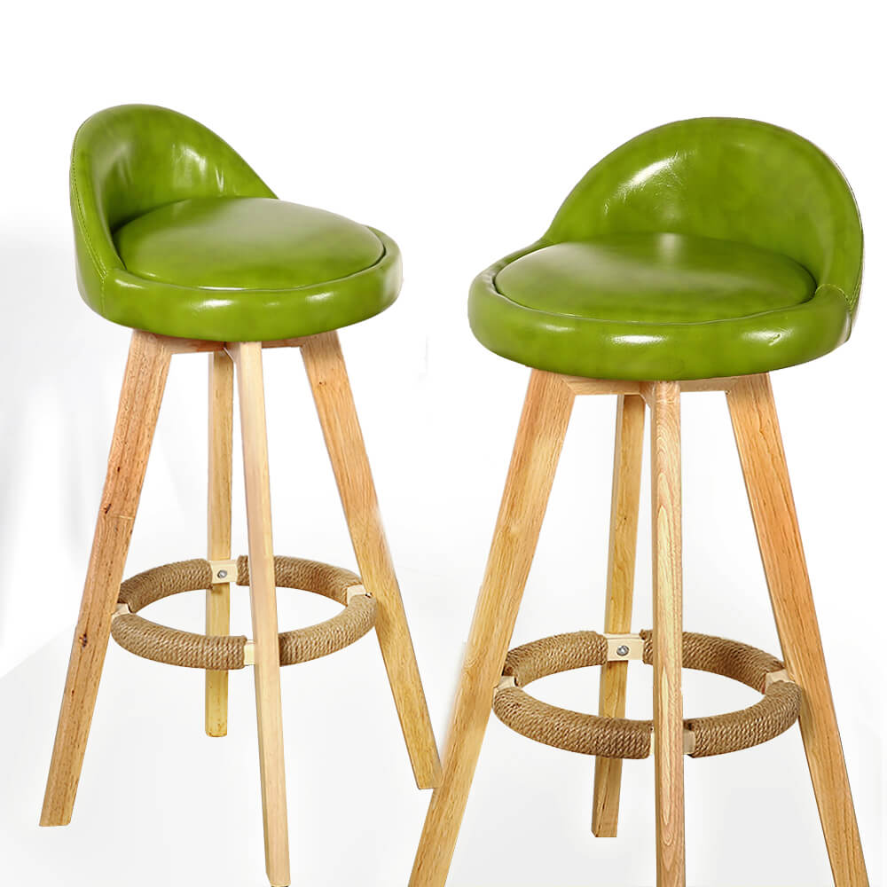 4x Levede Leather Swivel Bar Stool Kitchen Stool Dining Chair Barstools Green