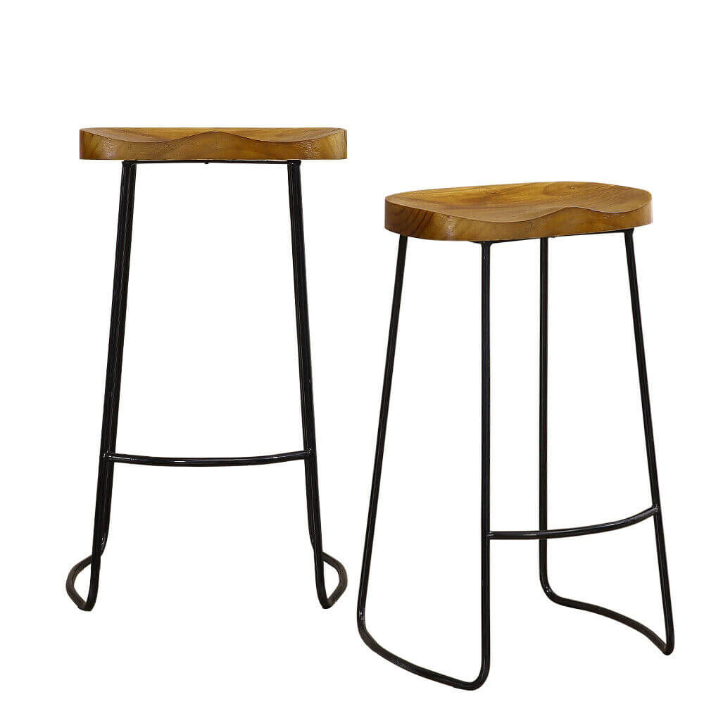 2x Levede Industrial Bar Stools Kitchen Stool Wooden Barstools Dining Chair