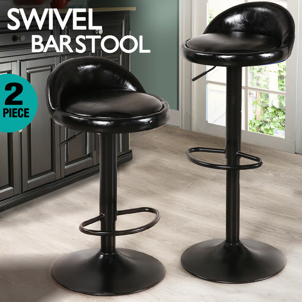 2x Levede Leather Swivel Bar Stools Barstool Kitchen Stool Gas Lift Dining Chair