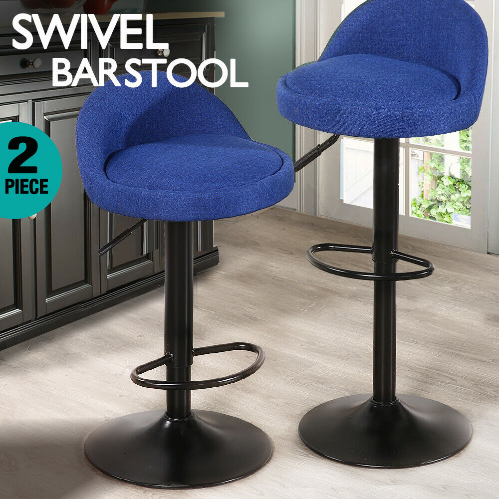 2x Levede Leather Swivel Bar Stools Barstool Kitchen Stool Gas Lift Dining Chair