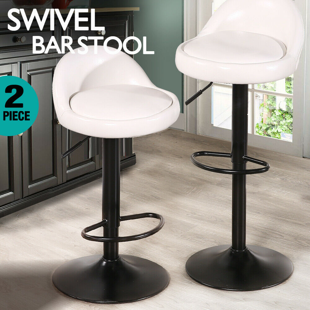 2x Levede Leather Swivel Bar Stools Barstool Kitchen Stool Gas Lift Dining Chair