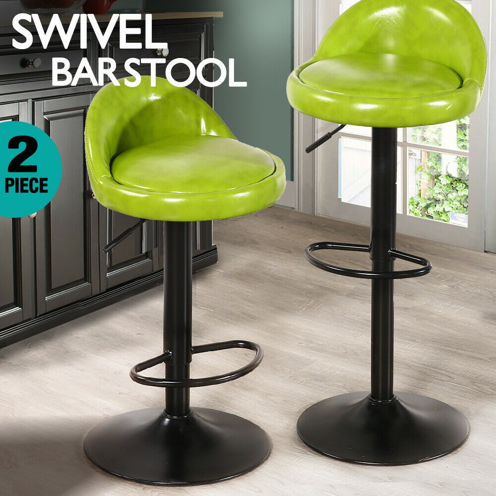 2x Levede Leather Swivel Bar Stools Barstool Kitchen Stool Gas Lift Dining Chair