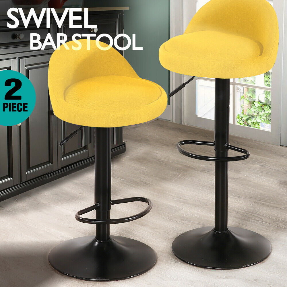 2x Levede Leather Swivel Bar Stools Barstool Kitchen Stool Gas Lift Dining Chair