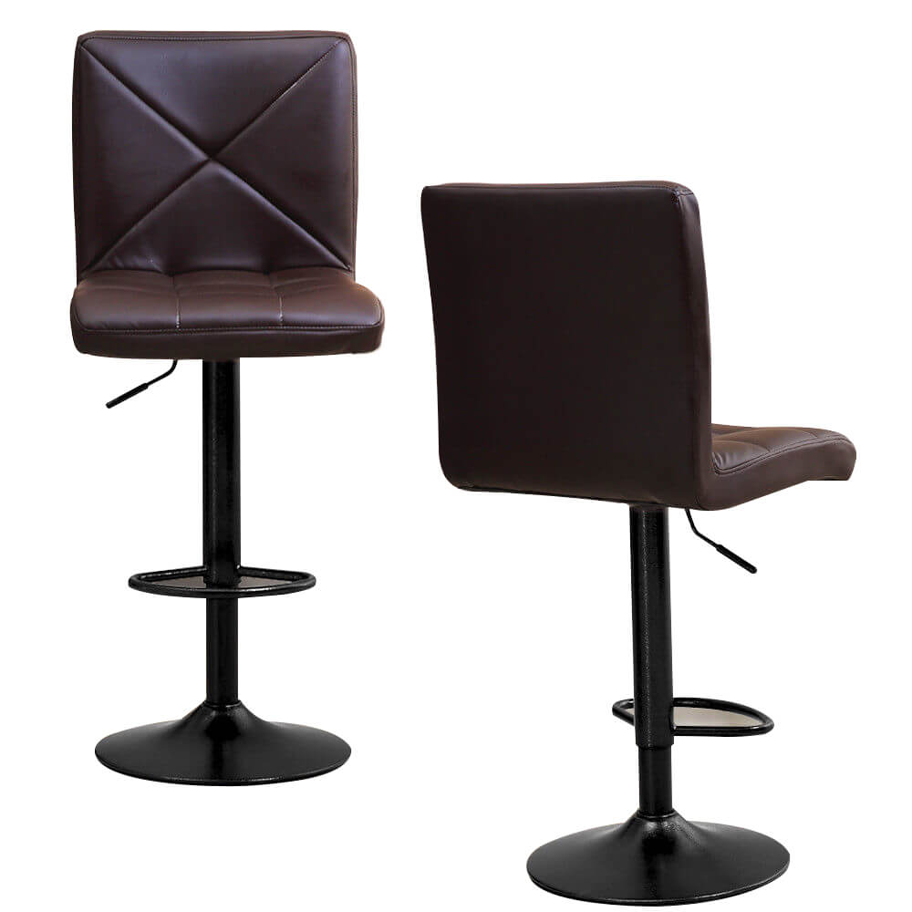 2x Levede PU Leather Swivel Bar Stool Kitchen Stool Dining Chair Barstools Brown