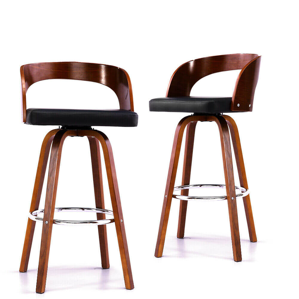 2x Levede Wooden Bar Stools Swivel Barstool Kitchen Stool Dining Chairs Wood