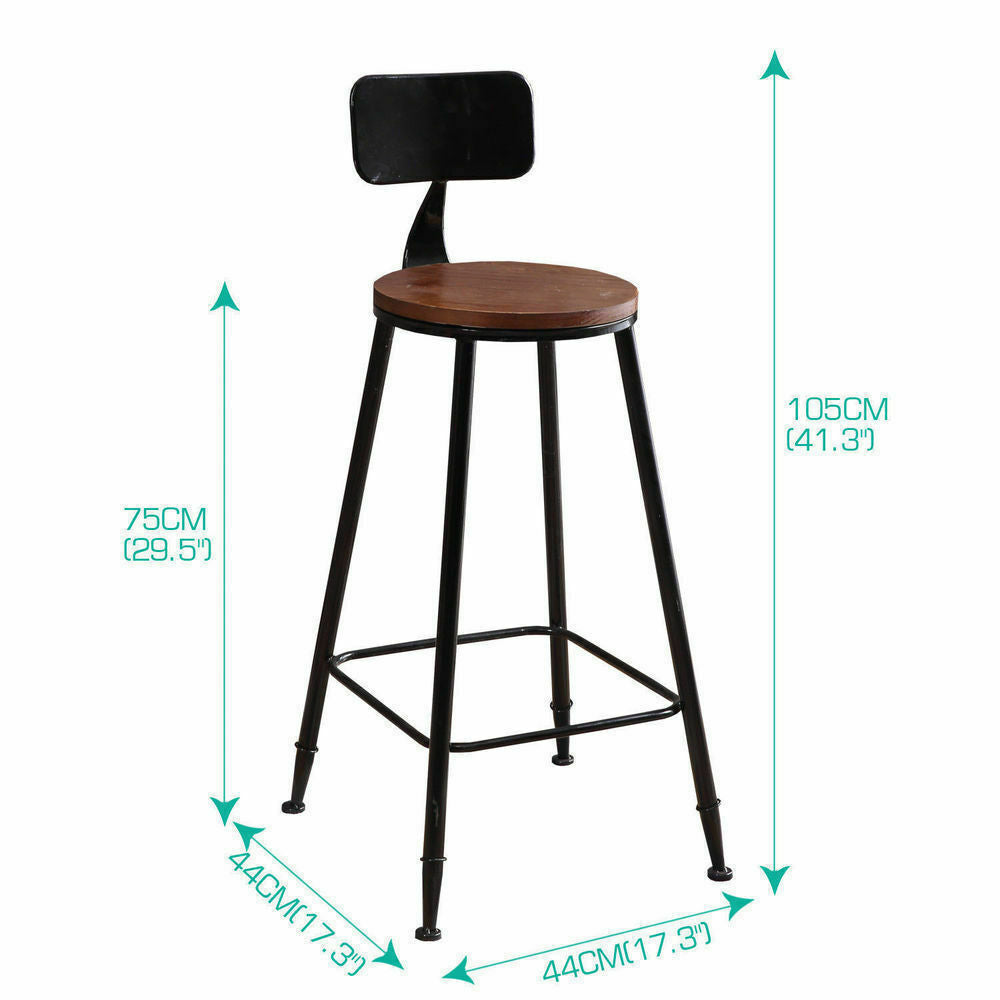 2x Levede Industrial Bar Stool Kitchen Stool Barstools Dining Chair High Back