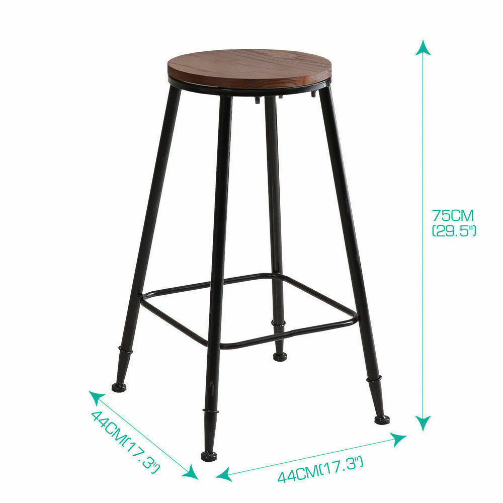 2x Levede Industrial Bar Stool Kitchen Stool Barstools Dining Chair Wood Seat