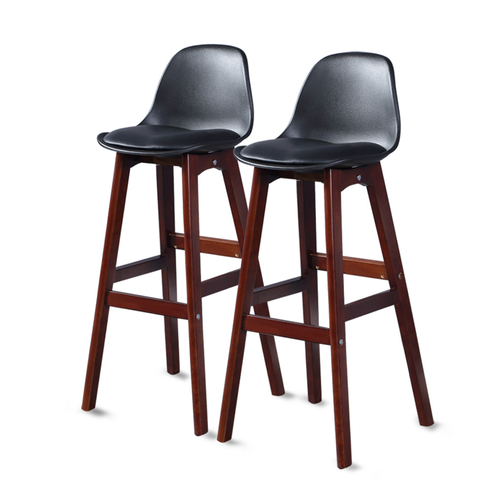 2x Levede Beech Wooden Bar Stool Kitchen Stool Dining Chair Barstools Black