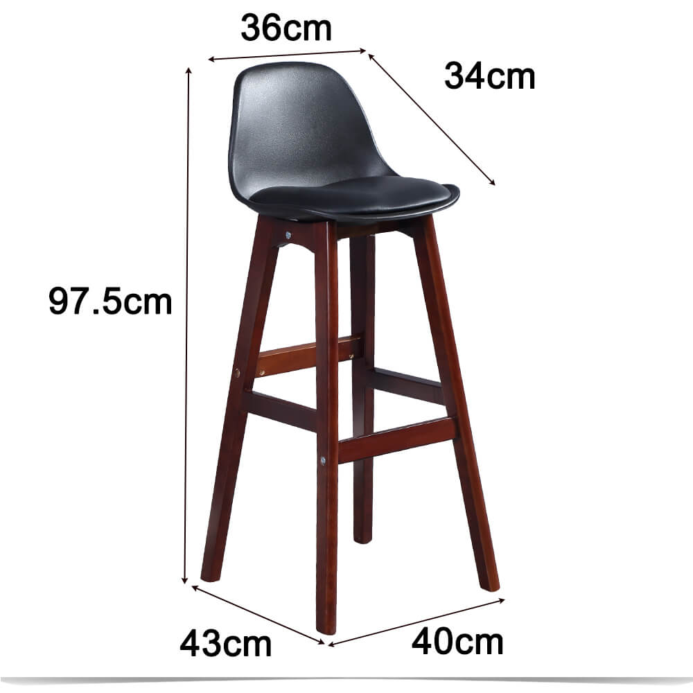 2x Levede Beech Wooden Bar Stool Kitchen Stool Dining Chair Barstools Black